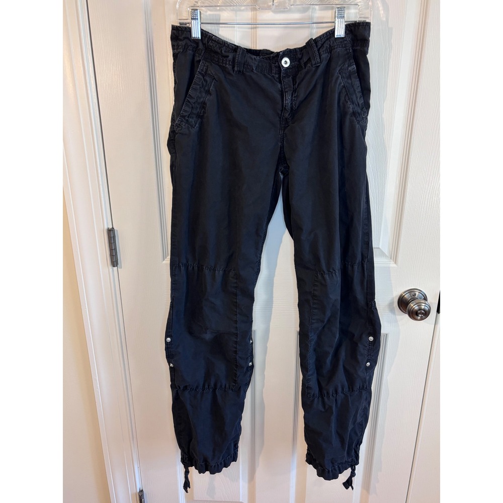 Divided Black Cargo Pants Y2K Grunge Utility Drawstring Cuff Trousers Womens 8